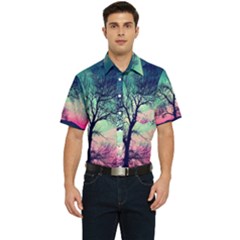 Tree Abstract Field Galaxy Night Nature Men s Short Sleeve Pocket Shirt  by uniart180623