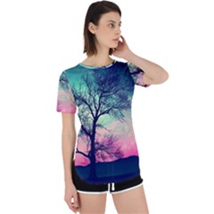 Tree Abstract Field Galaxy Night Nature Perpetual Short Sleeve T-shirt by uniart180623