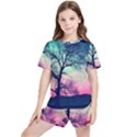 Tree Abstract Field Galaxy Night Nature Kids  Tee And Sports Shorts Set View1