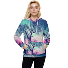 Tree Abstract Field Galaxy Night Nature Women s Lightweight Drawstring Hoodie by uniart180623