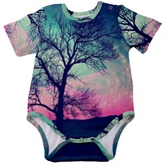 Tree Abstract Field Galaxy Night Nature Baby Short Sleeve Bodysuit by uniart180623