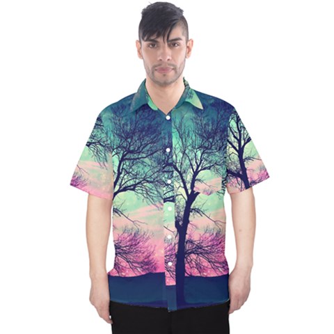 Tree Abstract Field Galaxy Night Nature Men s Hawaii Shirt by uniart180623