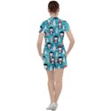 Blue Penguin Pattern Christmas Women s Tee and Shorts Set View2