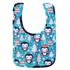 Blue Penguin Pattern Christmas Baby Bib by uniart180623