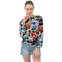 Graffiti Art Cartoon Comic Banded Bottom Chiffon Top