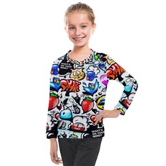 Graffiti Art Cartoon Comic Kids  Long Mesh Tee