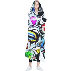 Graffiti Art Cartoon Comic Wearable Blanket by uniart180623