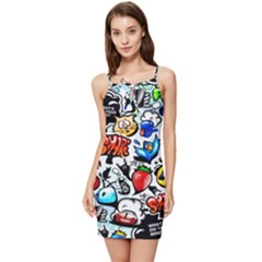 Graffiti Art Cartoon Comic Summer Tie Front Dress by uniart180623