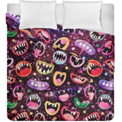 Funny Monster Mouths Duvet Cover Double Side (king Size) by uniart180623