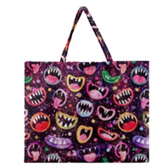 Funny Monster Mouths Zipper Large Tote Bag by uniart180623