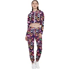 Funny Monster Mouths Cropped Zip Up Lounge Set by uniart180623