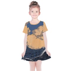 Waves Aesthetic Ocean Retro Sea Vintage Kids  Simple Cotton Dress