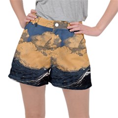 Waves Aesthetic Ocean Retro Sea Vintage Women s Ripstop Shorts