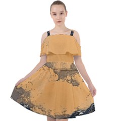 Waves Aesthetic Ocean Retro Sea Vintage Cut Out Shoulders Chiffon Dress