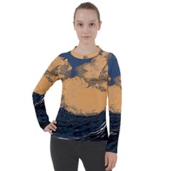 Waves Aesthetic Ocean Retro Sea Vintage Women s Pique Long Sleeve Tee