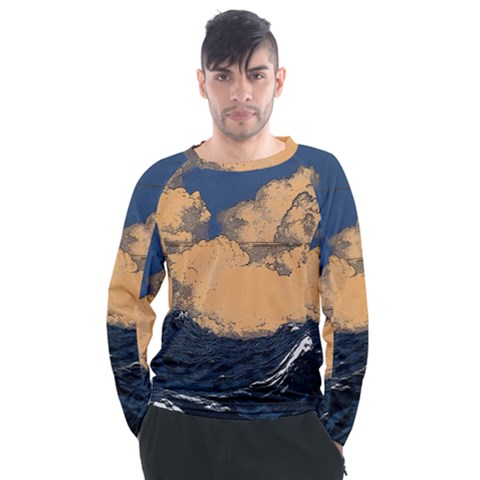 Waves Aesthetic Ocean Retro Sea Vintage Men s Long Sleeve Raglan Tee by uniart180623