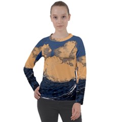 Waves Aesthetic Ocean Retro Sea Vintage Women s Long Sleeve Raglan Tee