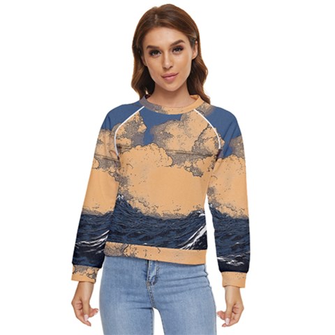 Waves Aesthetic Ocean Retro Sea Vintage Women s Long Sleeve Raglan Tee by uniart180623