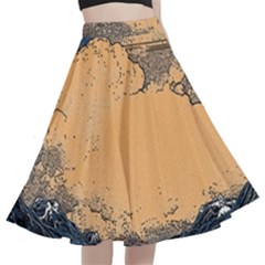 Waves Aesthetic Ocean Retro Sea Vintage A-line Full Circle Midi Skirt With Pocket by uniart180623