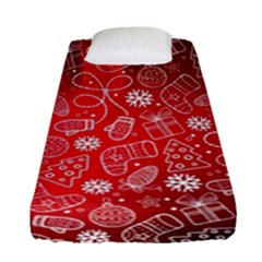 Christmas Pattern Red Fitted Sheet (single Size) by uniart180623