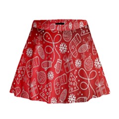 Christmas Pattern Red Mini Flare Skirt by uniart180623