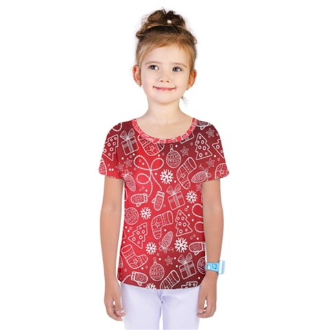 Christmas Pattern Red Kids  One Piece Tee by uniart180623