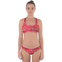 Christmas Pattern Red Cross Back Hipster Bikini Set