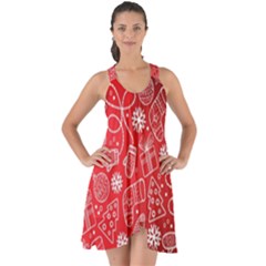 Christmas Pattern Red Show Some Back Chiffon Dress by uniart180623