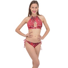 Christmas Pattern Red Cross Front Halter Bikini Set by uniart180623