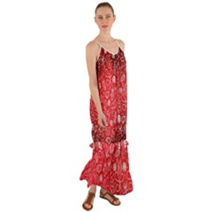 Christmas Pattern Red Cami Maxi Ruffle Chiffon Dress by uniart180623