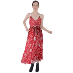 Christmas Pattern Red Tie Back Maxi Dress by uniart180623