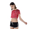 Christmas Pattern Red Tie Back Short Sleeve Crop Tee View2