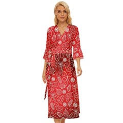 Christmas Pattern Red Midsummer Wrap Dress by uniart180623