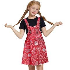 Christmas Pattern Red Kids  Apron Dress by uniart180623