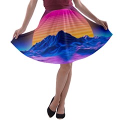 Sun Ultra Artistic 3d Illustration Sunset A-line Skater Skirt by uniart180623