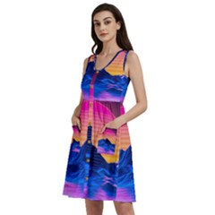 Sun Ultra Artistic 3d Illustration Sunset Sleeveless Dress With Pocket by uniart180623