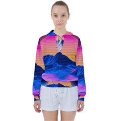 Sun Ultra Artistic 3d Illustration Sunset Women s Tie Up Sweat by uniart180623