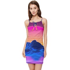 Sun Ultra Artistic 3d Illustration Sunset Summer Tie Front Dress by uniart180623