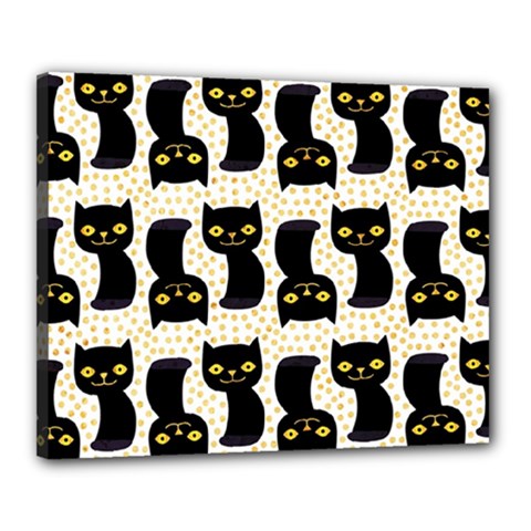 Black Cats And Dots Koteto Cat Pattern Kitty Canvas 20  X 16  (stretched) by uniart180623