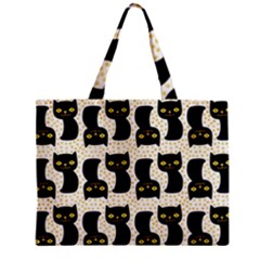 Black Cats And Dots Koteto Cat Pattern Kitty Zipper Mini Tote Bag