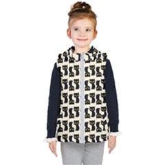 Black Cats And Dots Koteto Cat Pattern Kitty Kids  Hooded Puffer Vest by uniart180623