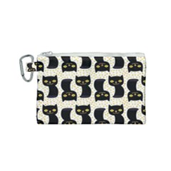 Black Cats And Dots Koteto Cat Pattern Kitty Canvas Cosmetic Bag (small) by uniart180623