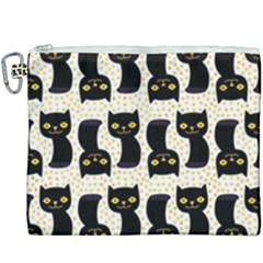 Black Cats And Dots Koteto Cat Pattern Kitty Canvas Cosmetic Bag (xxxl) by uniart180623