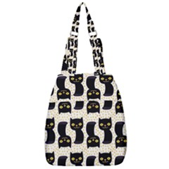 Black Cats And Dots Koteto Cat Pattern Kitty Center Zip Backpack by uniart180623