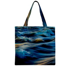 Waves Abstract Zipper Grocery Tote Bag by uniart180623