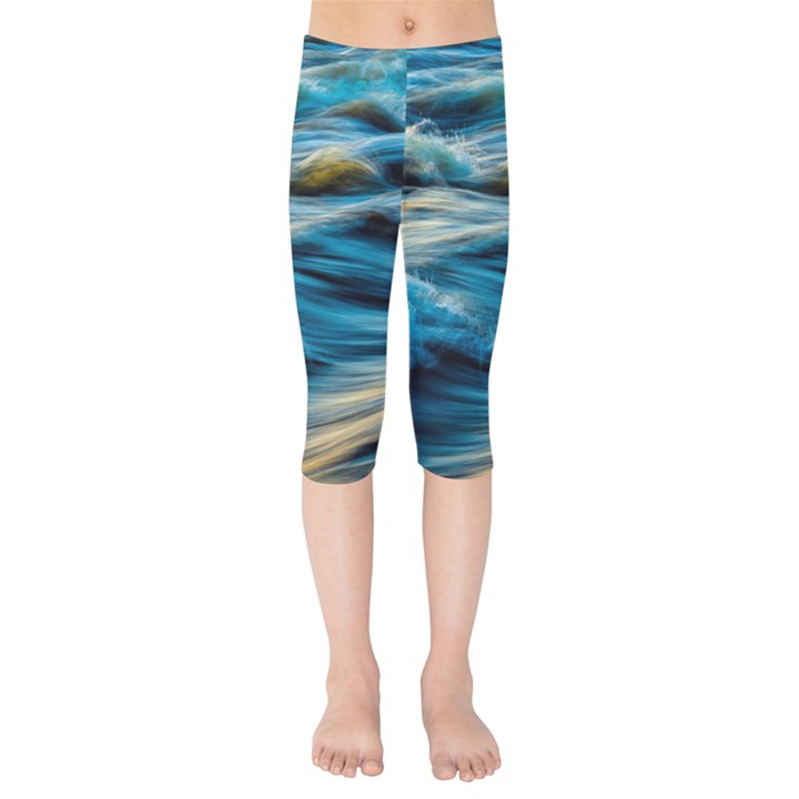 Waves Abstract Kids  Capri Leggings 