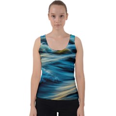 Waves Abstract Velvet Tank Top by uniart180623