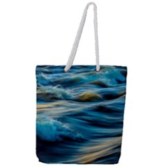 Waves Abstract Full Print Rope Handle Tote (large) by uniart180623