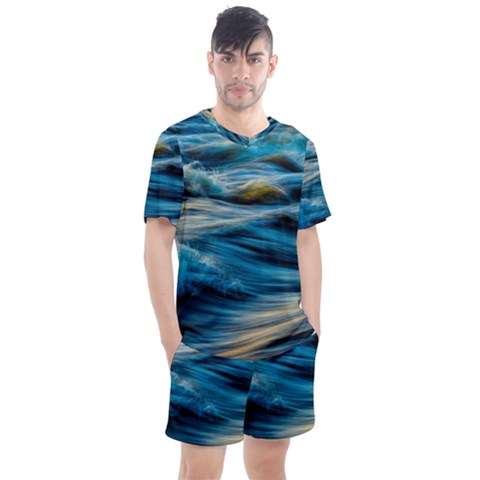 Waves Abstract Men s Mesh Tee And Shorts Set by uniart180623