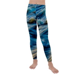 Waves Abstract Kids  Lightweight Velour Leggings by uniart180623